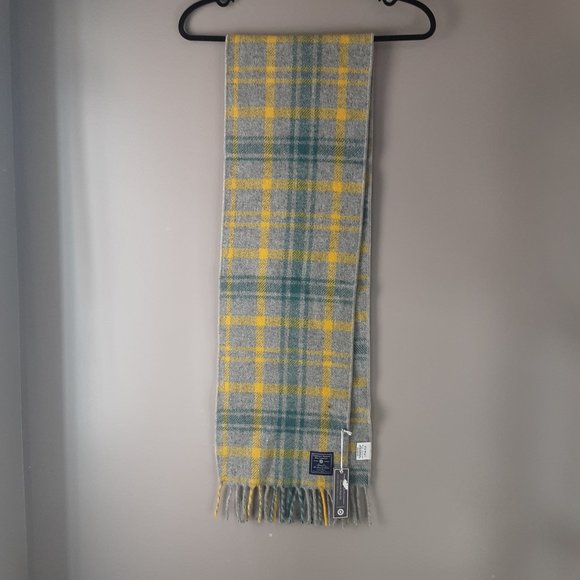 Faribault Woolen Mill Company 100% Wool Plaid Grey Green Oblong Scarf New! - Picture 2 of 15